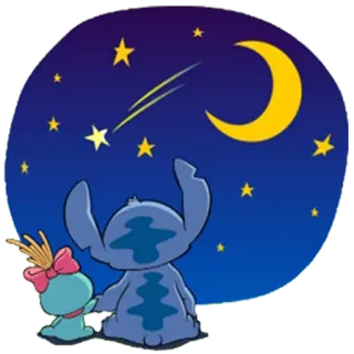 🌠 Stitch Sterne, Mond, Nacht, süß, Cartoon, Himmel, Lilo & Stitch telegram sticker