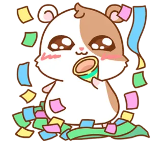 🥳 Hamster, Konfetti, Feier, süß, kawaii, Party, Tier, Spaß telegram sticker