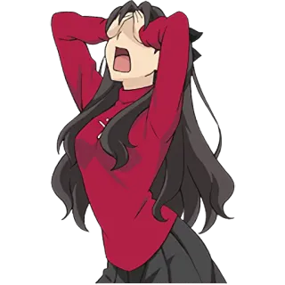 😫 animé, choquée, fille, crier, gênée telegram sticker