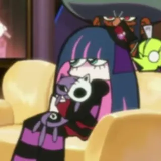 😶 Stocking Anarchy Panty & Stocking with Garterbelt Anime, Desenho animado, Roxo, Meia, Anarquia telegram sticker