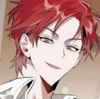🥀 anime, pelo rojo, personaje, arte, ilustración, retrato telegram sticker