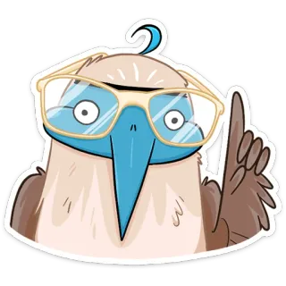 🤓 птица, очки, мультфильм, животное, милый, олуша telegram sticker