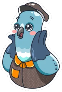 😗 uccello, cartone animato, piccione, personaggio, carino, animale telegram sticker