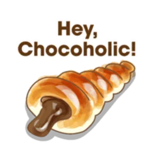 🥖 Hey, Chocoholic! cioccolato, pasticceria, dolce, cibo, dolce, pane, cioccodipendente whatsapp sticker