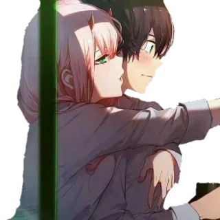 🤗 Zero Two Darling in the Franxx Аниме, Пара, Романтика, Zero Two, Darling in the Franxx telegram sticker