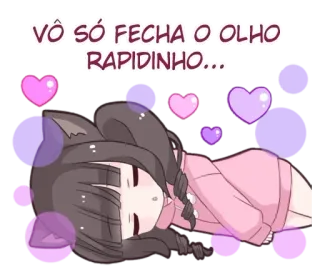 🥴 VÔ SÓ FECHA O OLHO RAPIDINHO... anime, sleep, sleeping, kawaii, cute, cat girl, hearts telegram sticker