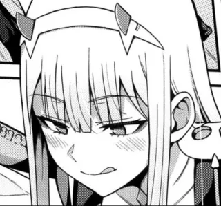 😋 Zero Two Darling in the Franxx Zero Two, Darling in the Franxx, Anime, Manga, Personaje, Expresión telegram sticker