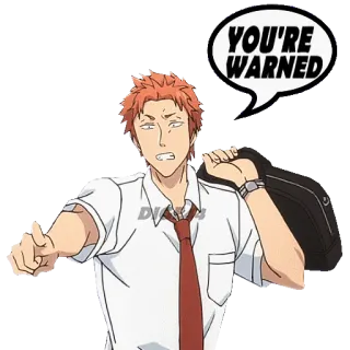 ⚠️ YOU'RE WARNED Anime, Avviso, Attenzione, Fumetto, Personaggio, Uomo telegram sticker