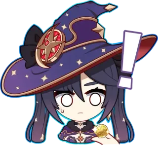 ❗️ Mona Genshin Impact genshin impact, mona, anime, videojuego, astróloga, sorpresa, signo de exclamación whatsapp sticker