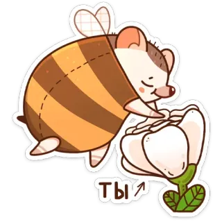 🐝 Ты เม่น, ผึ้ง, ดอกไม้, น่ารัก, การ์ตูน, สัตว์, แมลง telegram sticker