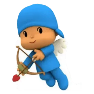 🕳 Pocoyo desenho animado, criança, laço, flecha, asas, anjo, azul telegram sticker