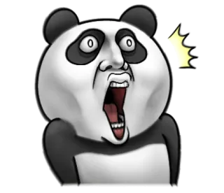😱 Panda, Mem, Zszokowany, Zaskoczony, Kreskówka, Zabawny, Wyraz telegram sticker