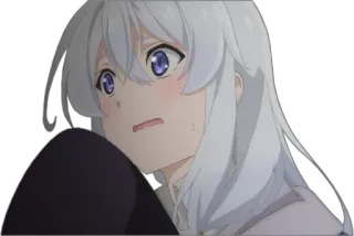 😢 Anime, Mädchen, Charakter, Verwirrt, Weißes Haar telegram sticker