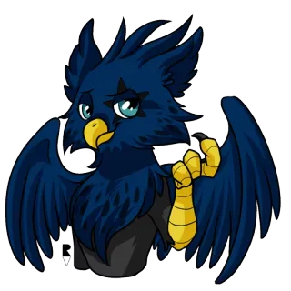 😼 bird, anthro, cartoon, griffin, offensive gesture, digital art telegram sticker