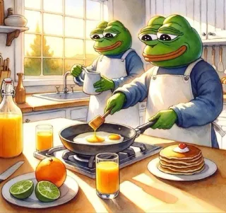 🌟 Pepe the Frog pepe, rana, cucina, cucina, colazione, uova telegram sticker