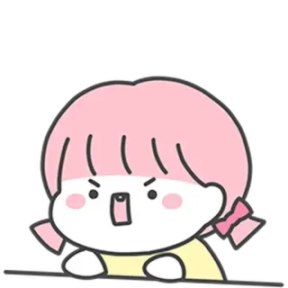 😡 wütend, Cartoon, pinke Haare, süß, Mädchen whatsapp sticker