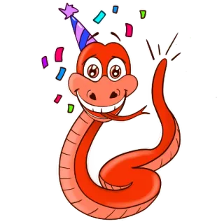 🥳 serpent, fête, célébration, animal, dessin animé, autocollant whatsapp sticker