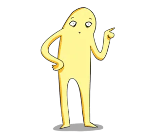 🙄 cartoon, personage, geel, figuur, wijzend telegram sticker