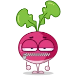 🤐 radis, bouche zipée, légume cartoon, nourriture mignonne telegram sticker