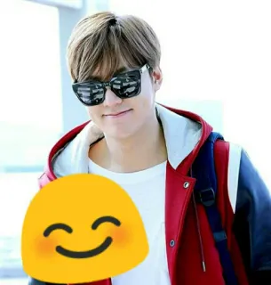 😊 man, sunglasses, airport, asian, smile, emoji telegram sticker