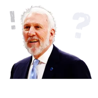 😁 Gregg Popovich Allenatore basket, NBA, San Antonio Spurs, Allenatore, Gregg Popovich, Domanda, Esclamazione telegram sticker