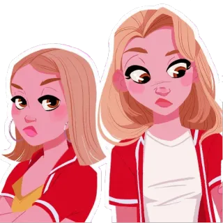 👭 девочки, мультфильм, иллюстрация, женщины, дружба telegram sticker