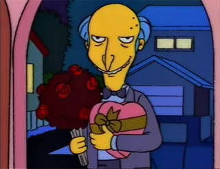 ❤️ Mr. Burns The Simpsons 미스터 번즈, 심슨 가족, 꽃다발, 발렌타인데이, 하트, 만화, 악당 telegram sticker