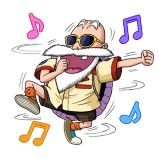 🕺 Master Roshi Dragon Ball anime, master roshi, dragon ball, music, dancing, sunglasses telegram sticker