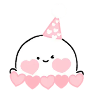 🥳 dễ thương, kawaii, trái tim, hồng, ma, hoạt hình telegram sticker
