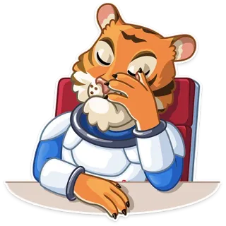 🤦 tigre, animale, personaggio, astronauta, triste, piangendo, stanco telegram sticker