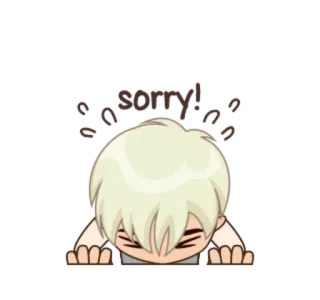 🙏 Sorry! sorry, verontschuldiging, chibi, cartoon, schattig, vergeving whatsapp sticker