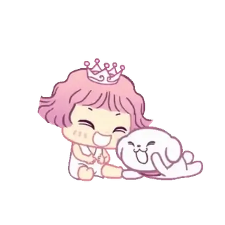💕 Cartone animato, Carino, Principessa, Cane, Corona, Anime telegram sticker