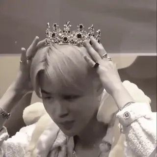 🎧 person, crown, jewelry, portrait, monochrome telegram sticker