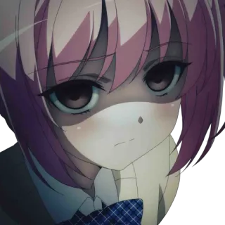 😐 animé, fille, cheveux roses, mignon, en colère, air renfrogné telegram sticker