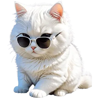 🧐 mèo, mèo con, trắng, kính râm, động vật, dễ thương telegram sticker