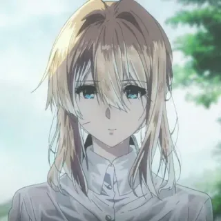 ✨ Violet Evergarden anime, ragazza, personaggio, triste, bionda, occhi blu telegram sticker