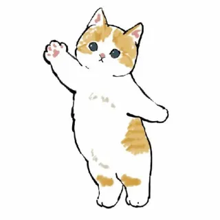 😀 gatto, gattino, carino, animale, che saluta, amichevole, illustrazione, cartone animato telegram sticker