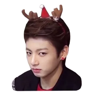 😒 Jungkook kpop, renna, natale, cappello da Babbo Natale, cantante, coreano telegram sticker