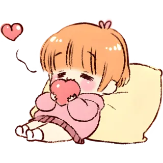 🥱 dễ thương, kawaii, anime, trái tim, tình yêu, chibi whatsapp sticker