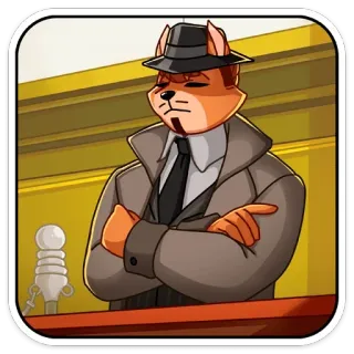 😕 anthropomorphic, cat, detective, courtroom, animation whatsapp sticker