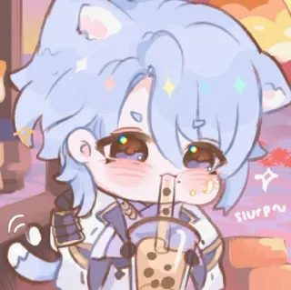 🎐 Slurp anime, cute, drink, bubble tea, kawaii, manga telegram sticker