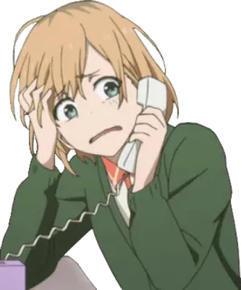 📞 anime, girl, telephone, worried, stressed, cartoon telegram sticker