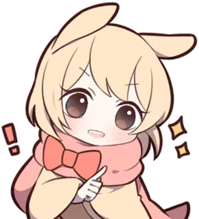 ☝ 动漫, Q版, 可爱, 卡哇伊, 角色, 数字艺术, 感叹号 telegram sticker