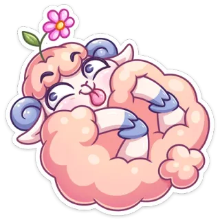 🤪 овца, милый, мультфильм, животное, цветок whatsapp sticker