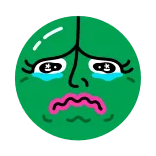 😖 triste, piangere, lacrime, emozione, faccia, verde, cartone animato telegram sticker