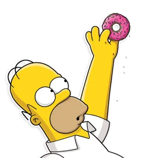 🍩 Homer Simpson The Simpsons โฮเมอร์ ซิมป์สัน, โดนัท, การ์ตูน, เดอะซิมป์สันส์, สีเหลือง, อาหาร telegram sticker