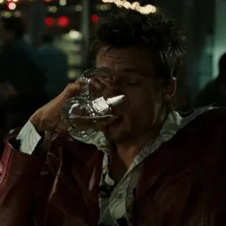 🗿 Tyler Durden Fight Club Tyler Durden, Fight Club, Brad Pitt, Drinking, Movie, Bar telegram sticker