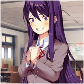 😄 Yuri Doki Doki Literature Club! Anime, Manga, Spiel, Gruselig, Horror, Lila Haare, Doki Doki Literature Club, Yuri telegram sticker