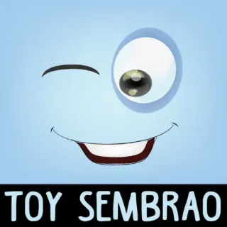 😉 TOY SEMBRAO 장난감, 얼굴, 윙크, 만화, 미소, 파란색 whatsapp sticker