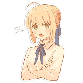 😤 Saber Fate/stay night Anime, Manga, Saber, Fate/stay night, arrabbiata, bionda, ragazza telegram sticker